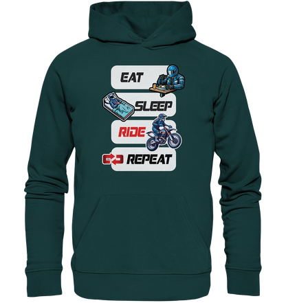 Eat Sleep Ride Repeat  - lustiger Biker Spruch Motocross - Organic Hoodie