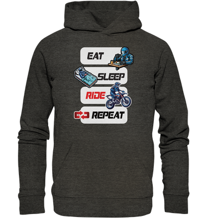 Eat Sleep Ride Repeat  - lustiger Biker Spruch Motocross - Organic Hoodie