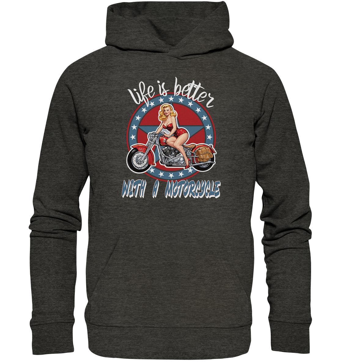 life is better with a motorcycle - Retro Design II - Organic Hoodie