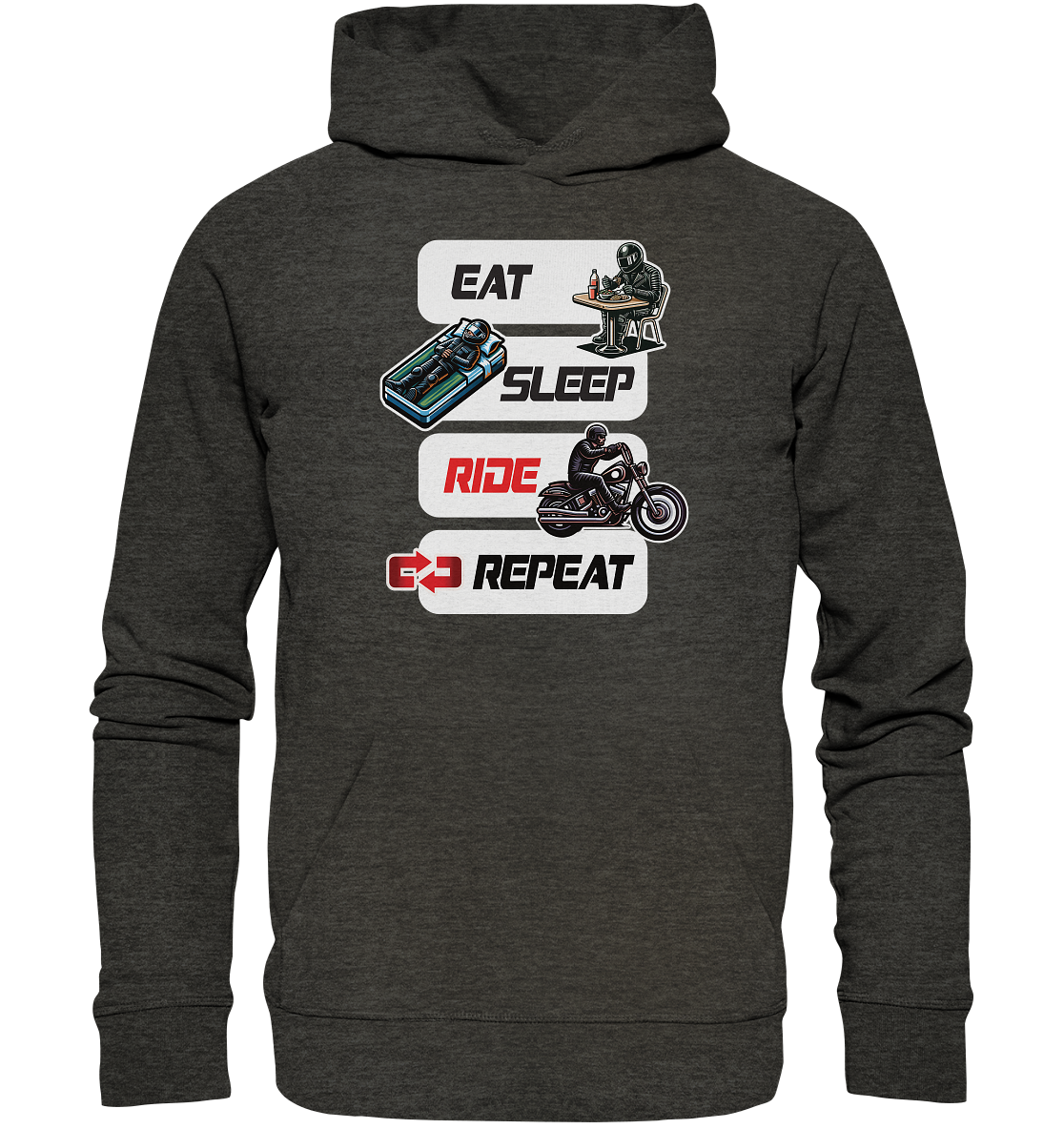 Eat Sleep Ride Repeat  - lustiger Biker Spruch Chopper - Organic Hoodie