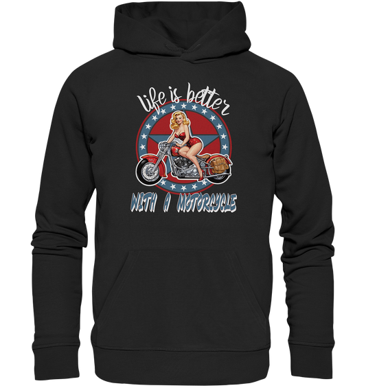 life is better with a motorcycle - Retro Design II - Organic Hoodie