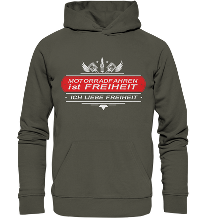 Motorradfahren ist Freiheit - Biker Spruch - Organic Hoodie