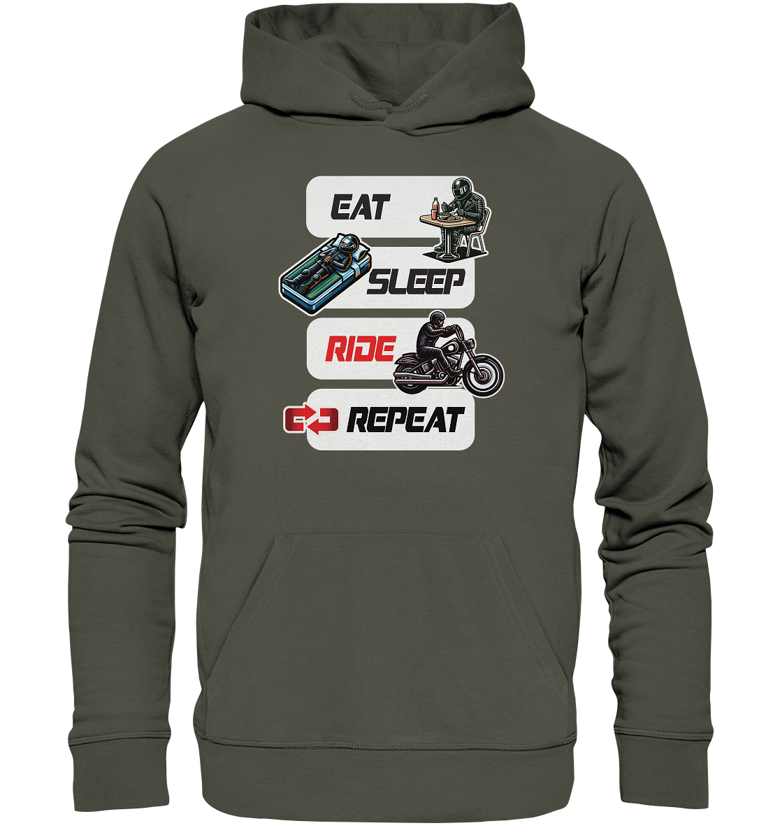 Eat Sleep Ride Repeat  - lustiger Biker Spruch Chopper - Organic Hoodie