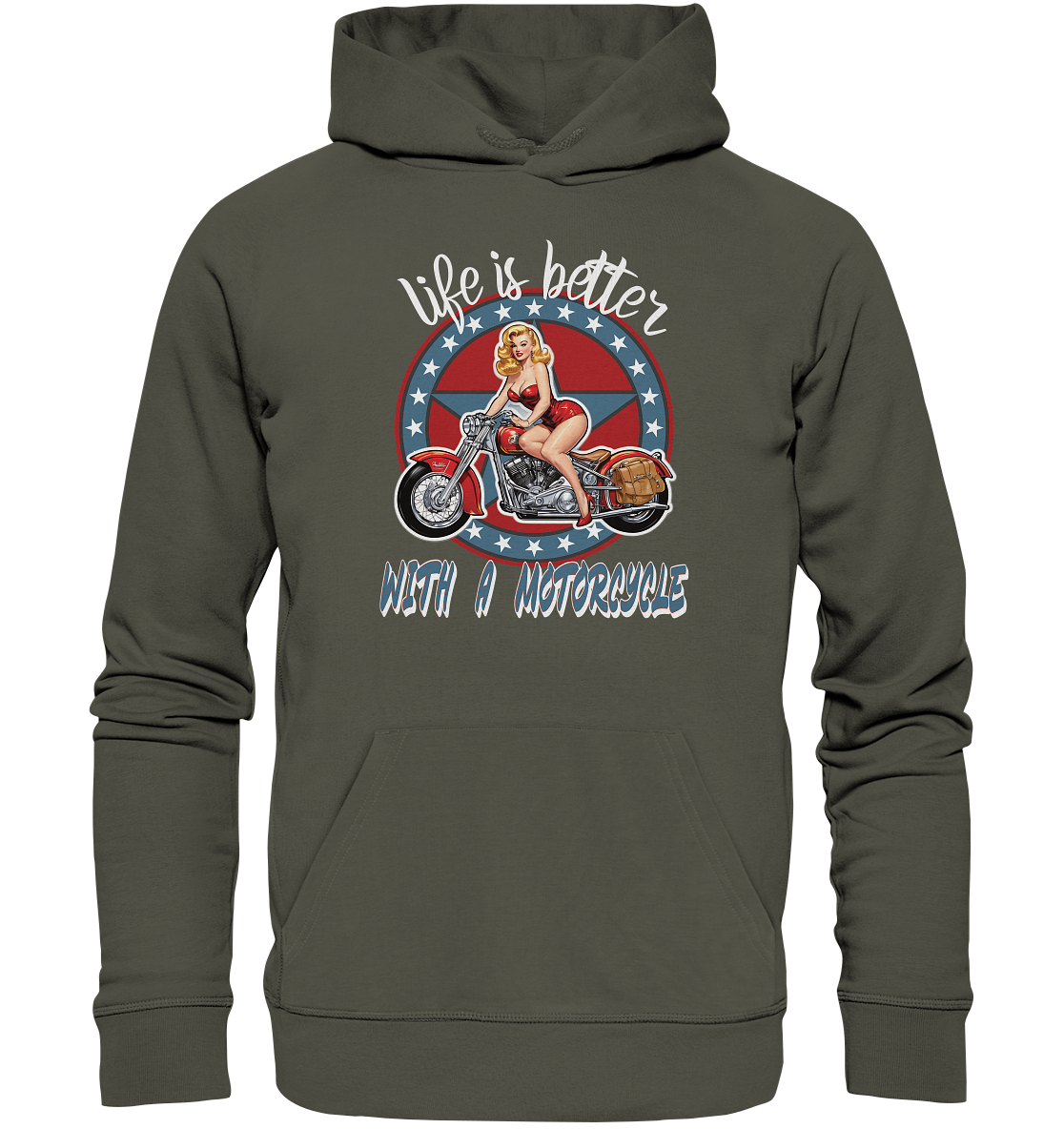 life is better with a motorcycle - Retro Design II - Organic Hoodie