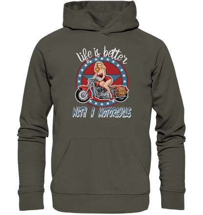 life is better with a motorcycle - Retro Design II - Organic Hoodie