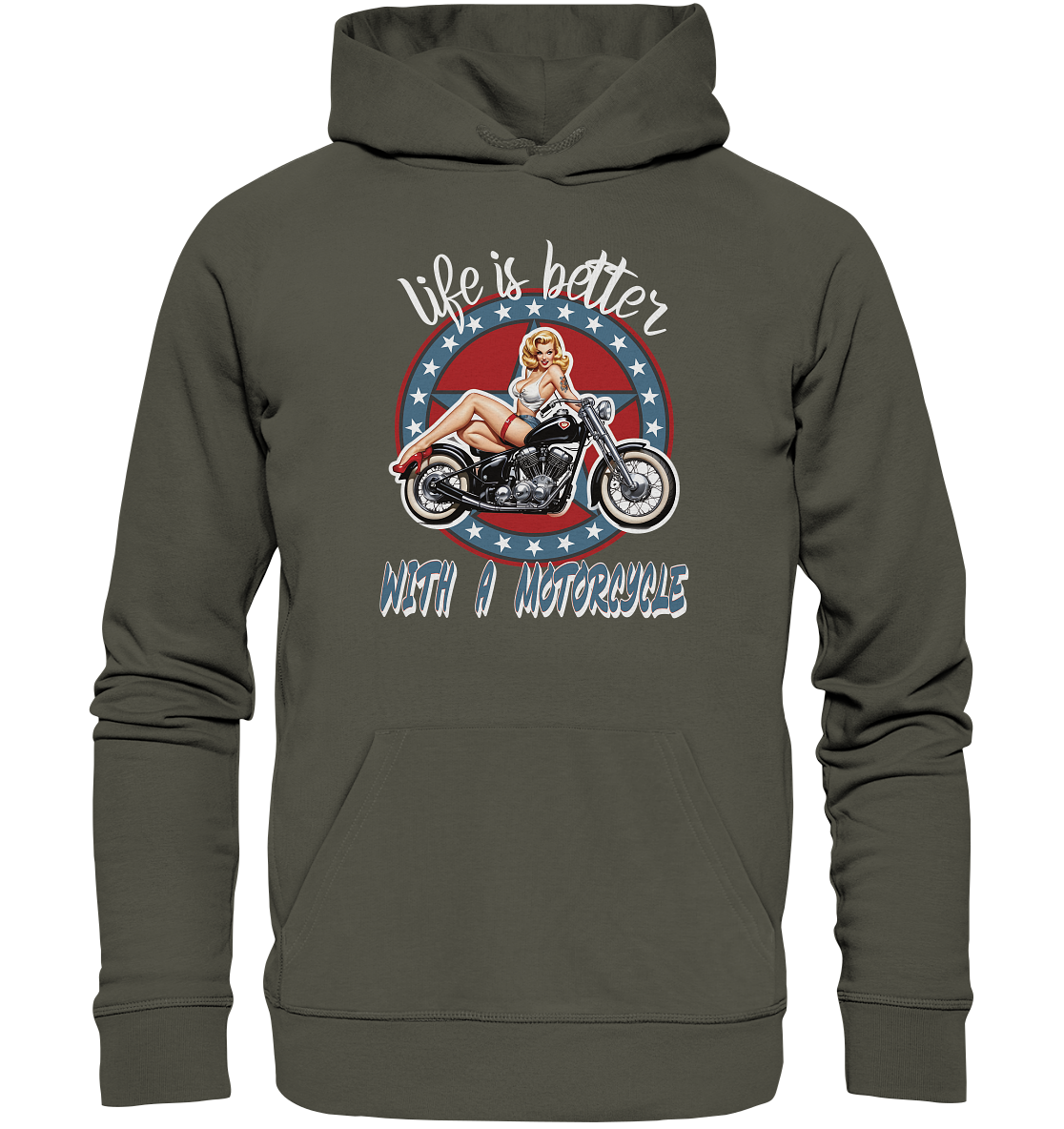 life is better with a motorcycle - Retro Design III - Organic Hoodie