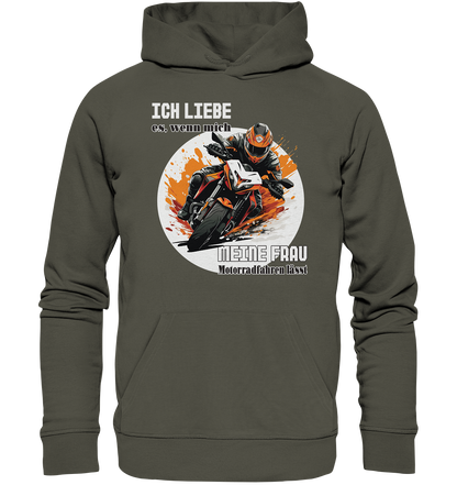 Ich liebe meine Frau - lustiger Biker Spruch  - Organic Hoodie