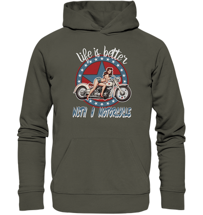 life is better with a motorcycle - Retro Design I - Organic Hoodie