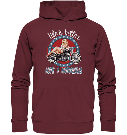 life is better with a motorcycle - Retro Design III - Organic Hoodie