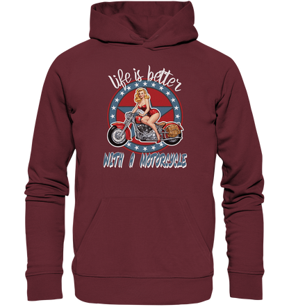 life is better with a motorcycle - Retro Design II - Organic Hoodie