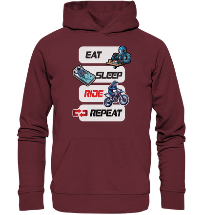 Eat Sleep Ride Repeat  - lustiger Biker Spruch Motocross - Organic Hoodie