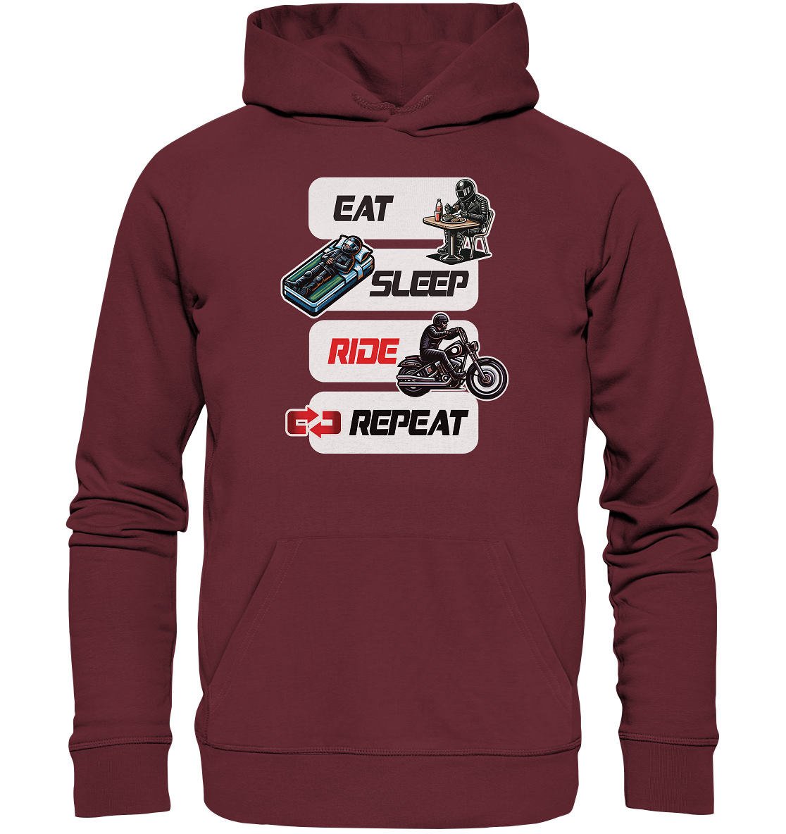 Eat Sleep Ride Repeat  - lustiger Biker Spruch Chopper - Organic Hoodie