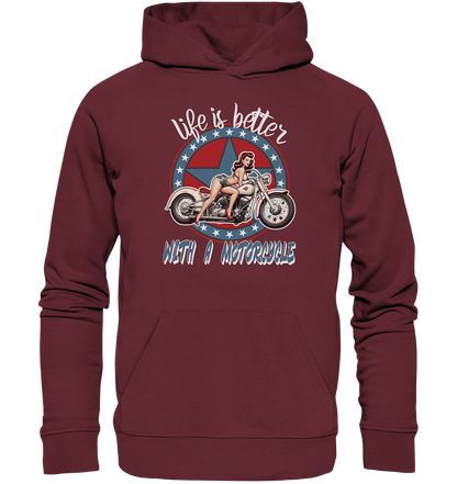 life is better with a motorcycle - Retro Design I - Organic Hoodie