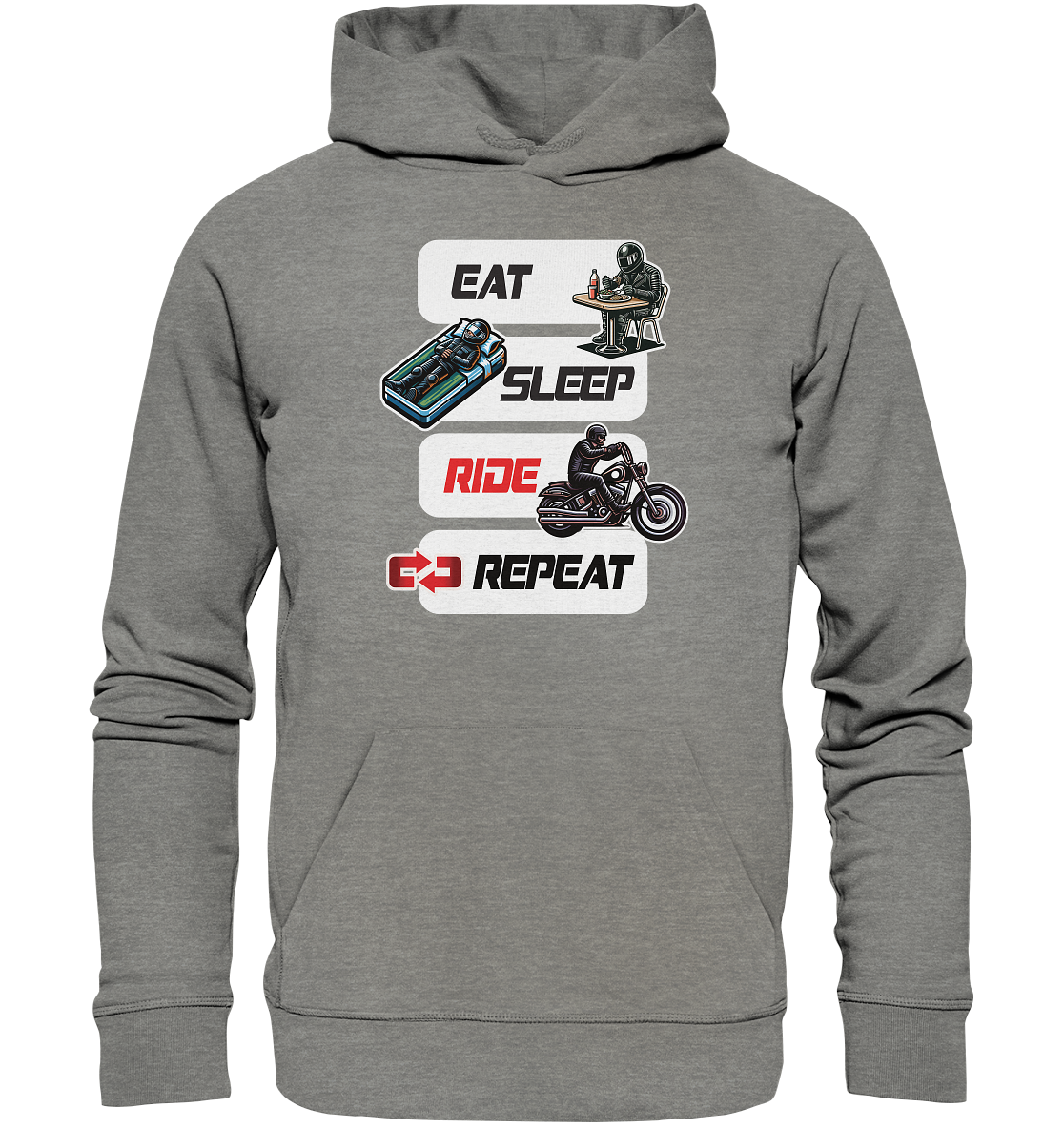 Eat Sleep Ride Repeat  - lustiger Biker Spruch Chopper - Organic Hoodie