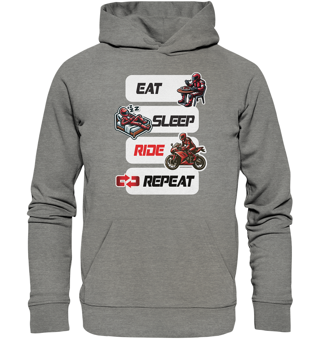 Eat Sleep Ride Repeat  - lustiger Biker Spruch - Organic Hoodie
