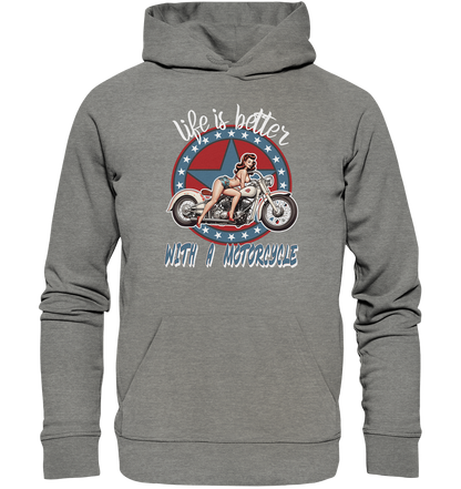 life is better with a motorcycle - Retro Design I - Organic Hoodie