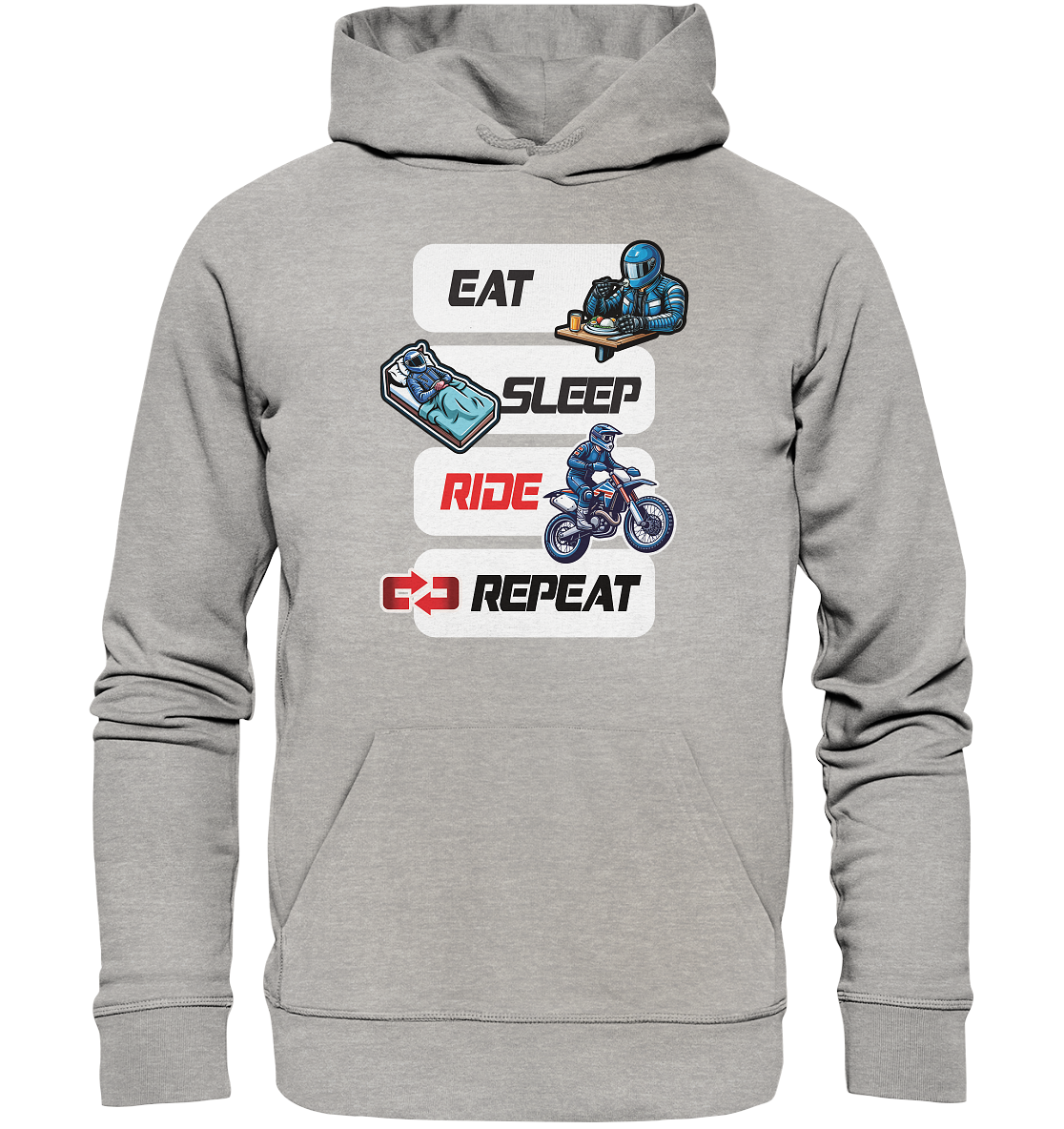 Eat Sleep Ride Repeat  - lustiger Biker Spruch Motocross - Organic Hoodie