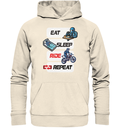 Eat Sleep Ride Repeat  - lustiger Biker Spruch Motocross - Organic Hoodie