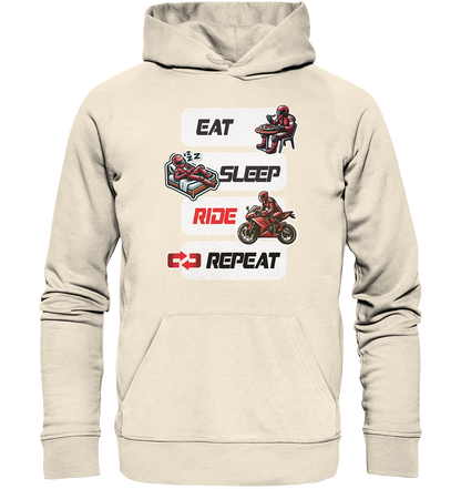 Eat Sleep Ride Repeat  - lustiger Biker Spruch - Organic Hoodie