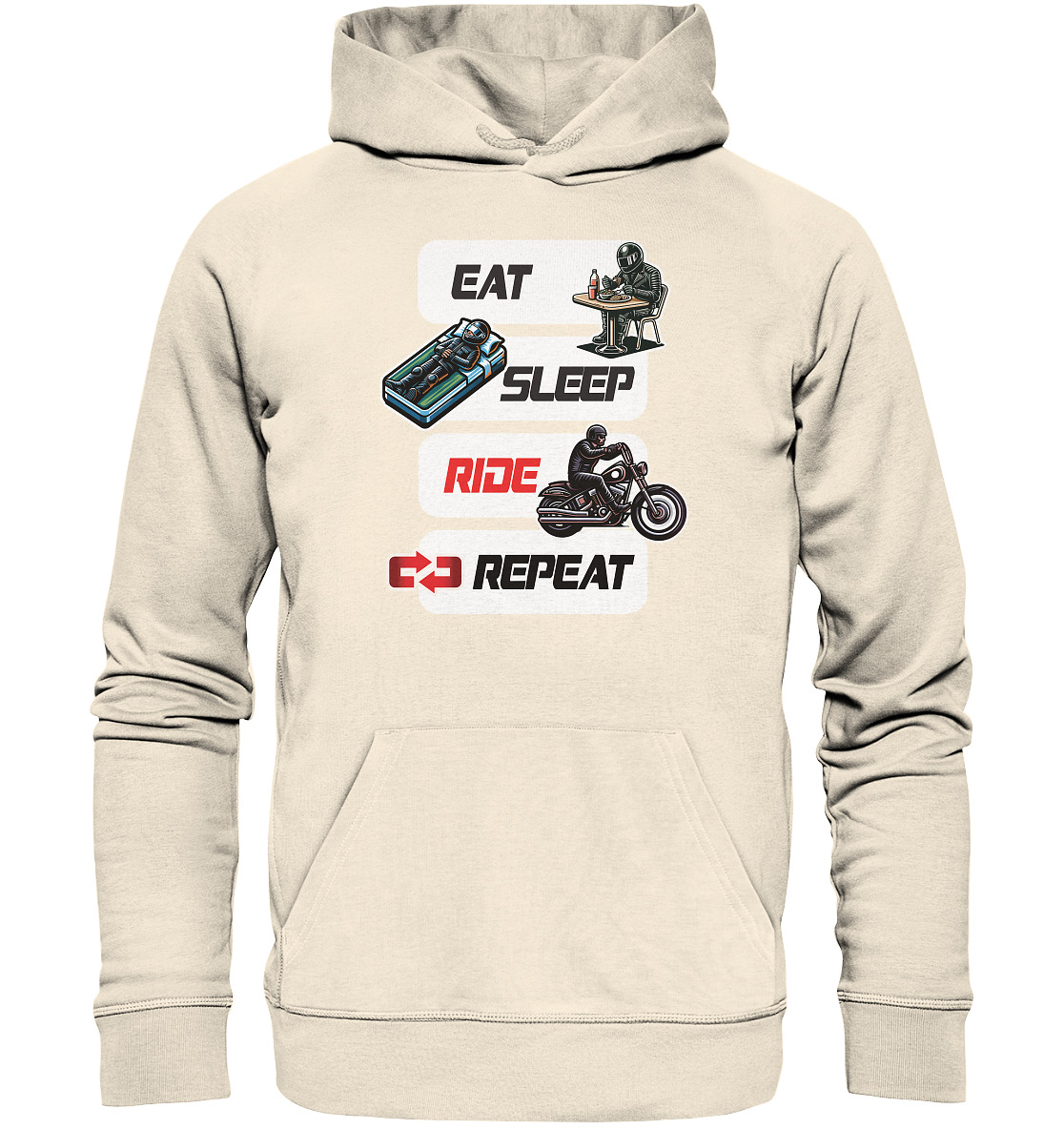 Eat Sleep Ride Repeat  - lustiger Biker Spruch Chopper - Organic Hoodie