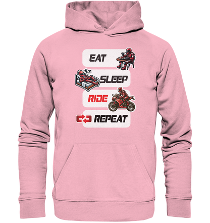 Eat Sleep Ride Repeat  - lustiger Biker Spruch - Organic Hoodie