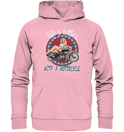 life is better with a motorcycle - Retro Design III - Organic Hoodie