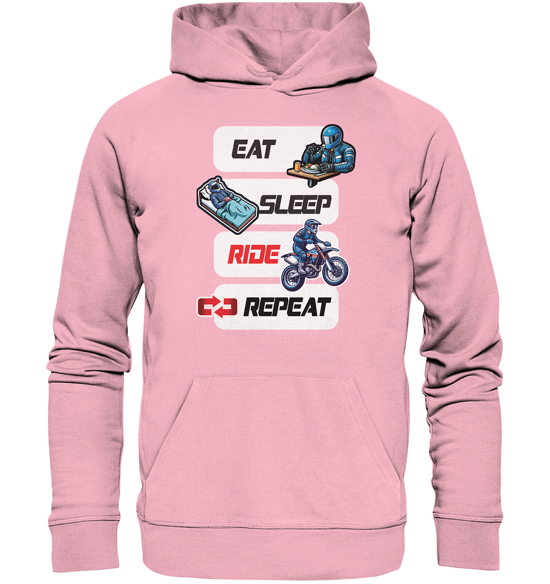 Eat Sleep Ride Repeat  - lustiger Biker Spruch Motocross - Organic Hoodie