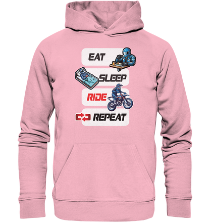 Eat Sleep Ride Repeat  - lustiger Biker Spruch Motocross - Organic Hoodie