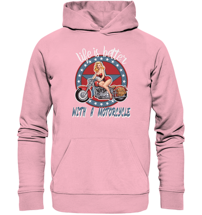 life is better with a motorcycle - Retro Design II - Organic Hoodie