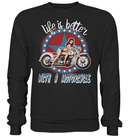 life is better with a motorcycle - Retro Design I - Premium Sweatshirt