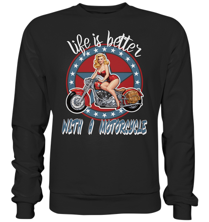 life is better with a motorcycle - Retro Design II - Premium Sweatshirt