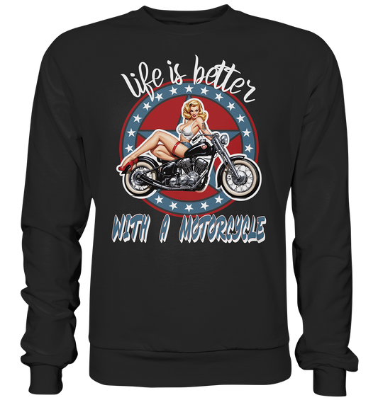 life is better with a motorcycle - Retro Design III - Premium Sweatshirt