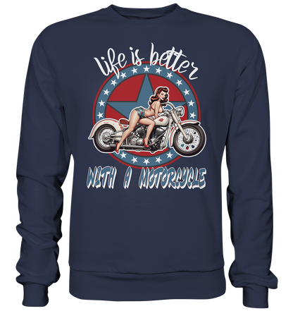 life is better with a motorcycle - Retro Design I - Premium Sweatshirt