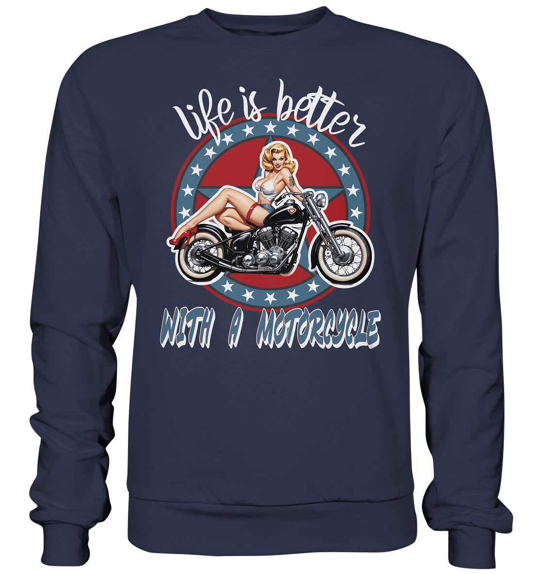life is better with a motorcycle - Retro Design III - Premium Sweatshirt