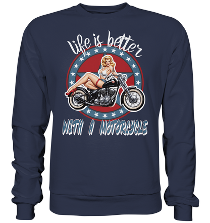 life is better with a motorcycle - Retro Design III - Premium Sweatshirt