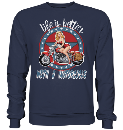 life is better with a motorcycle - Retro Design II - Premium Sweatshirt