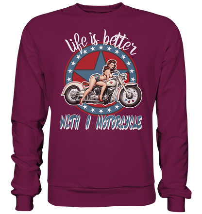 life is better with a motorcycle - Retro Design I - Premium Sweatshirt