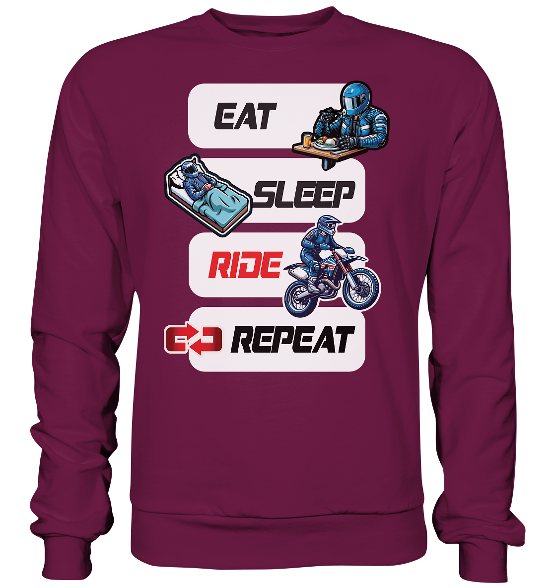 Eat Sleep Ride Repeat  - lustiger Biker Spruch Motocross - Premium Sweatshirt