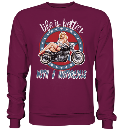 life is better with a motorcycle - Retro Design III - Premium Sweatshirt
