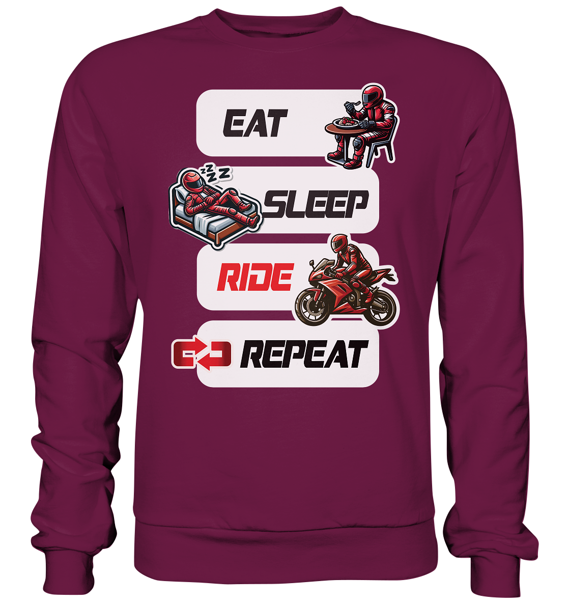Eat Sleep Ride Repeat  - lustiger Biker Spruch - Premium Sweatshirt