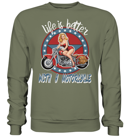 life is better with a motorcycle - Retro Design II - Premium Sweatshirt