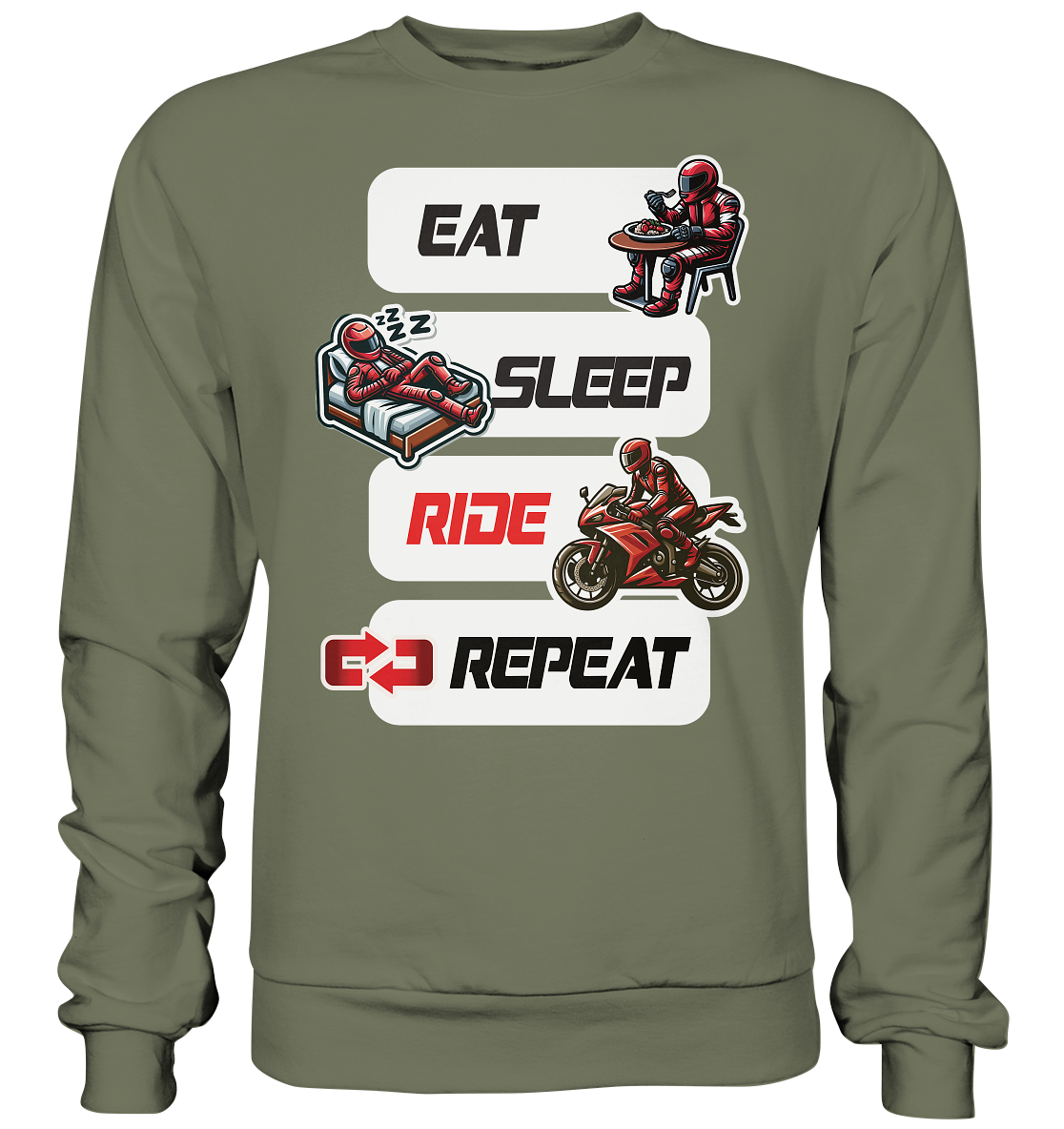 Eat Sleep Ride Repeat  - lustiger Biker Spruch - Premium Sweatshirt
