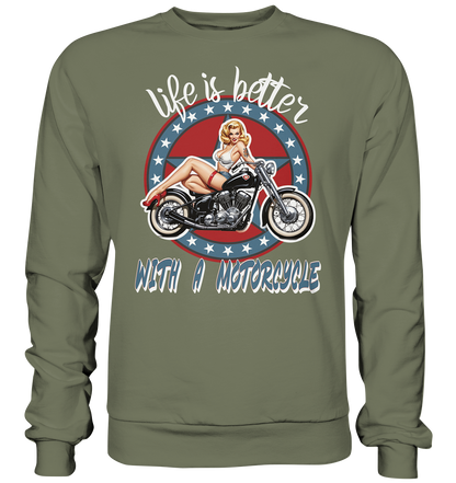 life is better with a motorcycle - Retro Design III - Premium Sweatshirt