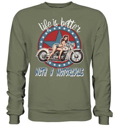 life is better with a motorcycle - Retro Design I - Premium Sweatshirt