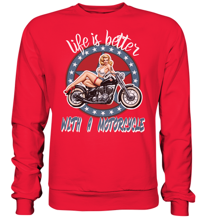 life is better with a motorcycle - Retro Design III - Premium Sweatshirt
