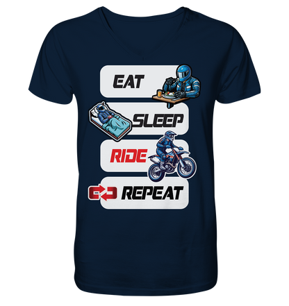 Eat Sleep Ride Repeat  - lustiger Biker Spruch Motocross - Herrn V-Neck Shirt