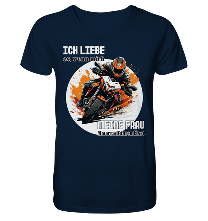 Ich liebe meine Frau - lustiger Biker Spruch  - Herrn V-Neck Shirt