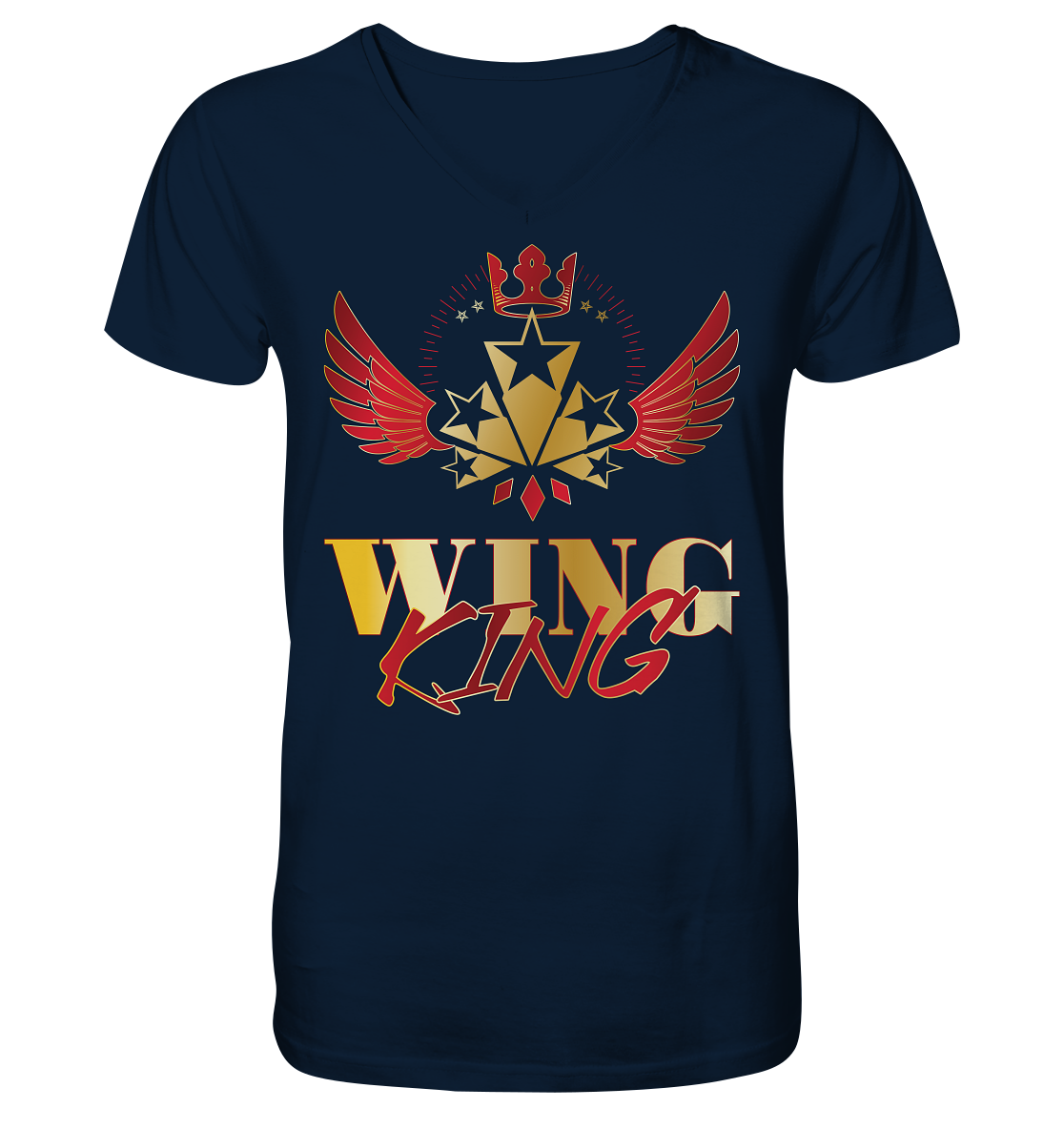 Goldwing - Wing King rot/gold - Herrn V-Neck Shirt
