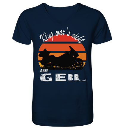 Goldwinger Spruch - Klug war`s nicht aber geil - Herrn V-Neck Shirt