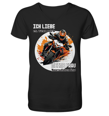 Ich liebe meine Frau - lustiger Biker Spruch  - Herrn V-Neck Shirt